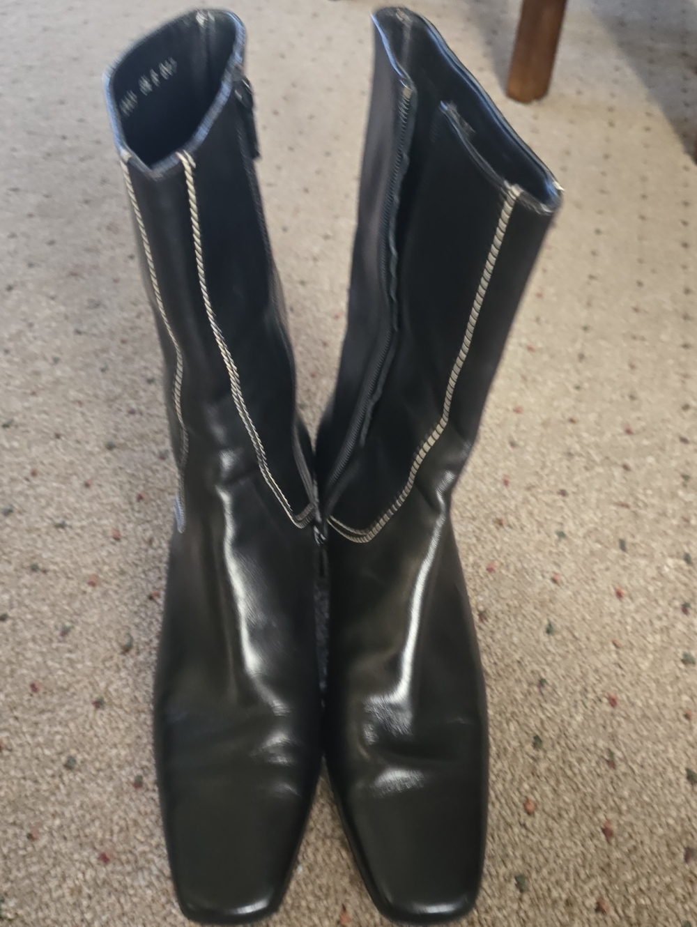 Vintage Cole Haan Black Leather Square Toe Ankle Boots Size 8.5 B Made in Italy